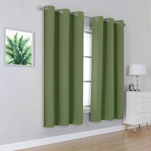 Sage Green Curtains with Grommet Solid Blackout for Bedroom 63 Inch Length Thermal Insulated Blackout Room Darkening Curtains Drapes 42 x 63 Inches Long