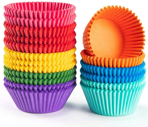 Gifbera Bright Rainbow Standard Cupcake Liners Solid Colorful Paper Baking Cups 400-Count