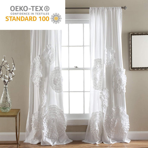 Lush Decor, White Serena Window Panel for Living, Dining Room, Bedroom (Single Curtain), 84 x 54 L