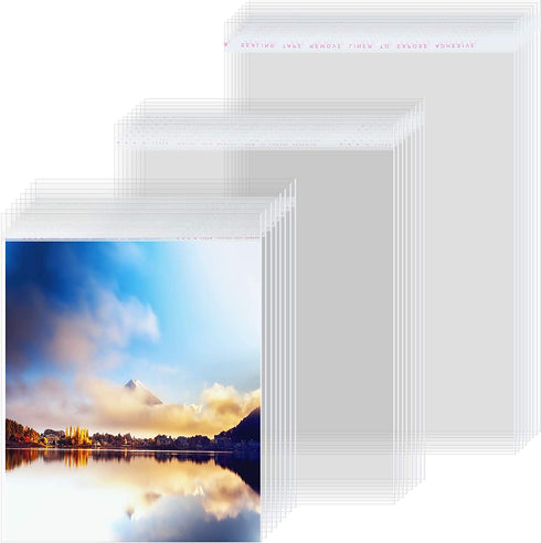 3 Mil Thick Crystal Clear Sleeves No Acid Storage Bags Transparent Sealing Bag for Art Photo Prints Framing Mats Mattes, 5 x 7 Inch, 8 x 10 Inch, 11 x 14 Inch (60 Pieces)