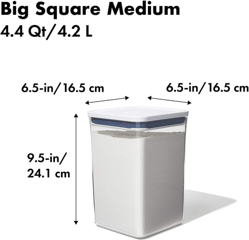 OXO Good Grips POP Container Airtight 4.4 Qt for Flour and More Food Storage, Square, Clear