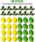 Fake Fruit Artificial Lemons, 3.1''—2.2'' Faux Lemon Fake Limes with Leaves, Lifelike Fake Lemon Decor for Kitchen Table Cabinet Party, Plastic Fruits Photography Prop 36PCS