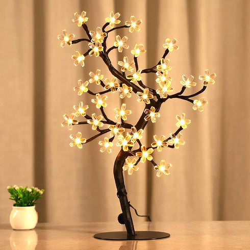 Bolylight Cherry Blossom Tree Lamp Table Decoration 17in Artificial Tree with 40 LED Lights USB Operated for Bedroom Party Wedding Office Home Warm White