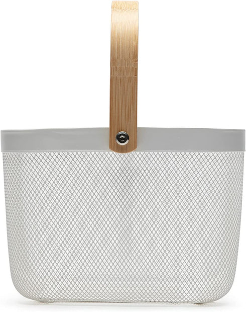 This Wire Basket, Hanging Kitchen Basket Fruit Basket With Wooden Handle Handles can Store Household Items like Fruits and Vegetables and can Also be Stacked to Save Space.?White?