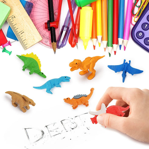 28 PCS Dinosaur Erasers Valentines Day Gifts Cards for Kids Classroom School, 3D Mini Puzzle Pencil Erasers Bulk Toys Kids Valentines Day Exchange Gift Cards for Boys Girls Valentine Party Favors