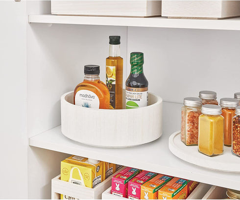 iDesign Eco Wood Turntable, White Wash