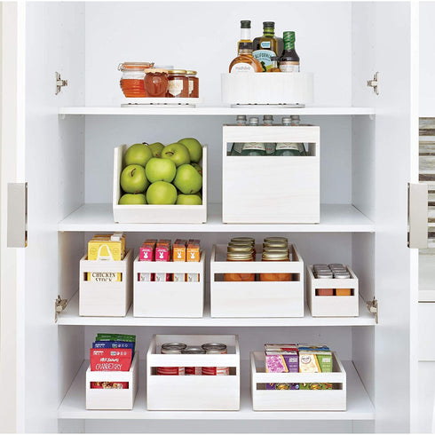 iDesign Eco Wood Turntable, White Wash