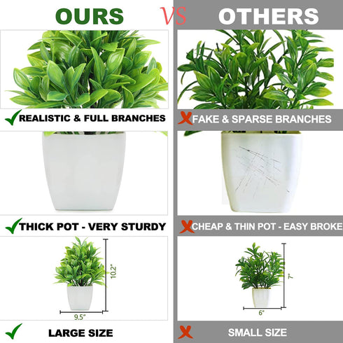 LELEE Artificial Potted Plants Mini Fake Plants, 3 Pack Small Eucalyptus Potted Faux Decorative Grass Plant with Black Plastic Pot for Home Decor, Indoor, Office, Desk, Table Decoration