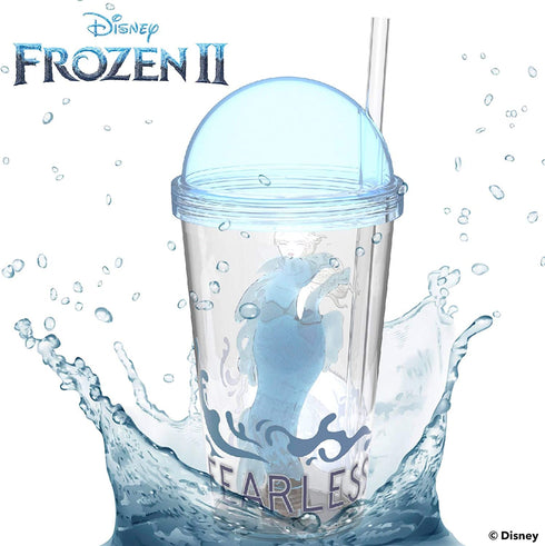 Zak Designs Disney Frozen II Movie Tumbler Set Includes 22oz Sculpt Tumbler and 16oz DIY Sticker Tumbler, Made of Durable Plastic (Elsa, Anna, Olaf, Kristoff, and Nokk, 2-Piece Set, BPA-Free)