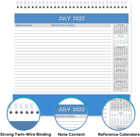 Desk Calendar 2022-2023 - Standing Flip Desktop Calendar, 18 Months from Jan 2022 to Jun 2023, Memoranda Lined Pages with Thick Paper, 10" x 8.3", Small Desk Calendar 2022 Standing Flip with Strong Twin-Wire Binding