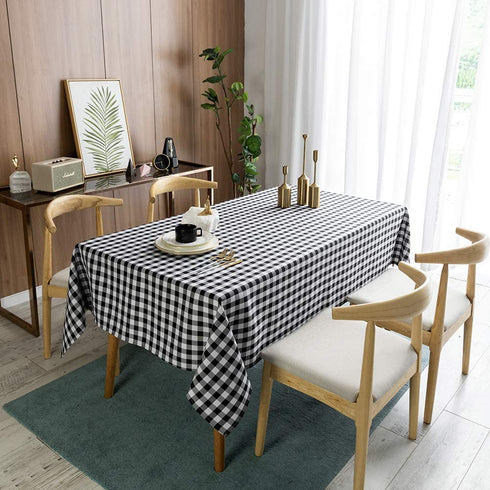 Locika Rectangle Gingham Checkered Tablecloth,Waterproof Spillproof Buffalo Plaid Tablecloth,Washable Wipeable Stain Resistant Fabric Tablecloth (Black and White Checkered, 60" x 104")
