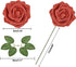 Groleca Artificial Flowers Real Touch Foam Dark Red Fake Roses 50Pcs with Stems for DIY Wedding Bouquets Bridal Shower Centerpieces Floral Arrangements Party Tables Home Decorations (Dark Red)