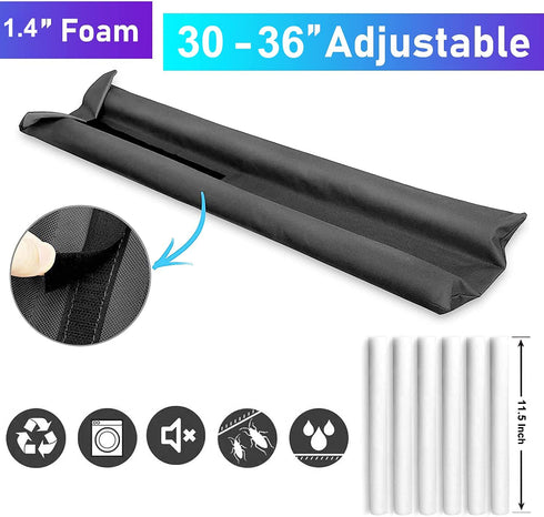 Twin Door Draft Stopper36 in Under Door Draft Stopper Bottom Seal Weather Stripping Window Breeze Blocker Sound Blocker Adjustable Door SweepsDouble Sided-Removable and WashableCheck Gray