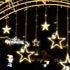 Koicaxy Curtain Lights, 138 Led 12 Stars Curtain Lights Drop Fairy String Lights Waterproof for Outdoor Use 8 Lighting Modes Timing for Ramadan Party Bedroom Wedding Window Christmas