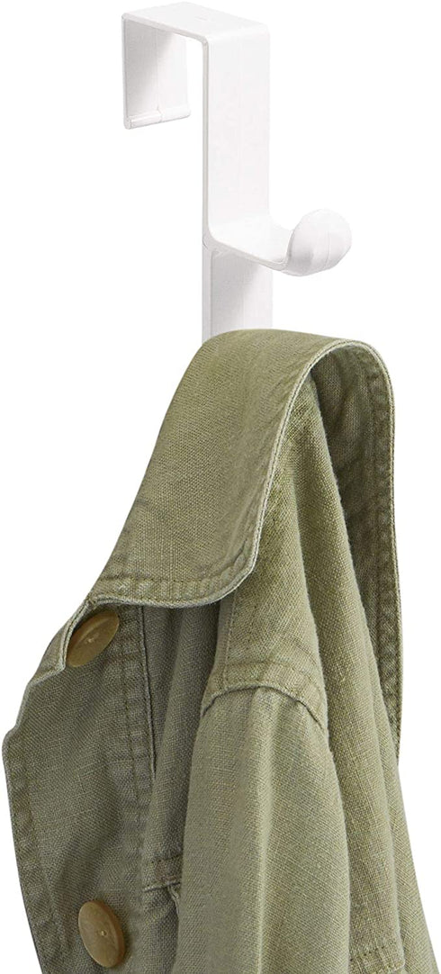 iDesign BPA-Free Plastic Over-The-Door Double Storage Hooks - 1" x 4.5" x 3", White (Pack of 3)