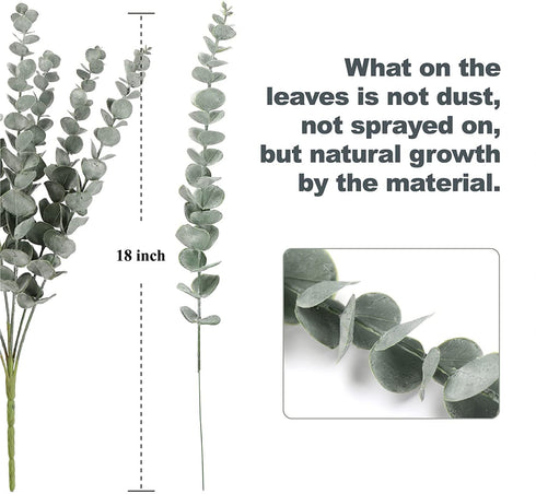 18" Artificial Eucalyptus Stems, Faux Greenery for Coffee Table Decor Farmhouse Home Decor Wedding Decor and Wreath Making Fake Plants Leaves for Hobo Room Decor(Dark Green,24 Stems)