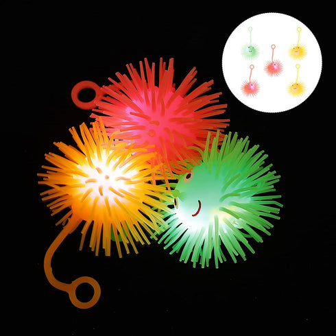 NUOBESTY Light up Puffer Balls, Squishy Stress Relief Balls for Kids Adults, 5pcs Sensory Ball Toy for Goodie Bags, Stocking Stuffers Party Favors
