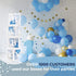 Baby Blocks for Baby Shower Party Decorations - Baby Shower Box Set of 45 pcs, 33 Blue Silver White Ballons, 4 Clear Blocks, 8 Letters - Balloon Boxes for Boys and Girls Birthday & Gender Reveal Backdrop