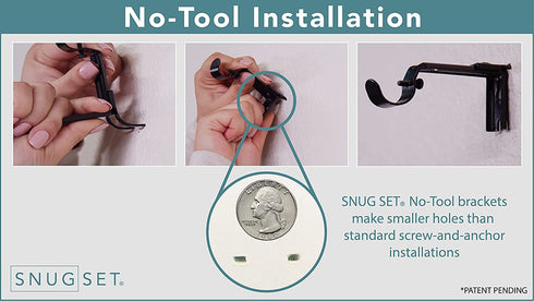 SnugSet | Quick Easy Installation | No Tools Option | 72"-144" Adjustable | 1" Dia. Durable Steel Rod | 4 Brackets Included | Supports Heavy Fabrics | Decorative Nickel Cage Ball Finial