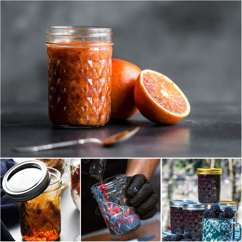 Mason Jars, 8 OZ Mason Jars Canning Jars Jelly Jars With Regular Lids and Bands, Ideal for Jam, Honey, Wedding Favors, Shower Favors, Baby Foods, DIY Magnetic Spice Jars, 12 Pack by SPANLA