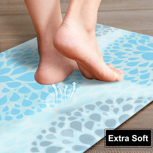 HYDLUB Kitchen Rug Runner Cushioned Anti-Fatigue Floor Mat 18" x 29"+18" x 47" Comfort PVC Leather Heavy Duty Standing Kitchen Mats and Rugs Waterproof Rubber Back Non Slip Rug, Green
