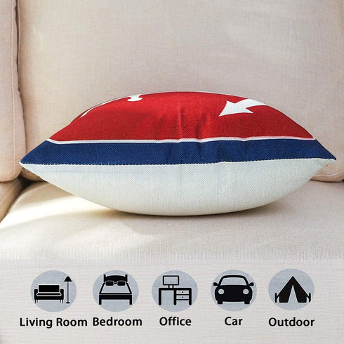 JOTOM Set of 4 Decorative Cushion Covers Square Nautical Sailing Throw Pillow Covers Home Decor Design Set Covers Cushion Case for Sofa Bedroom Car 18x18 Inches (Anchor)
