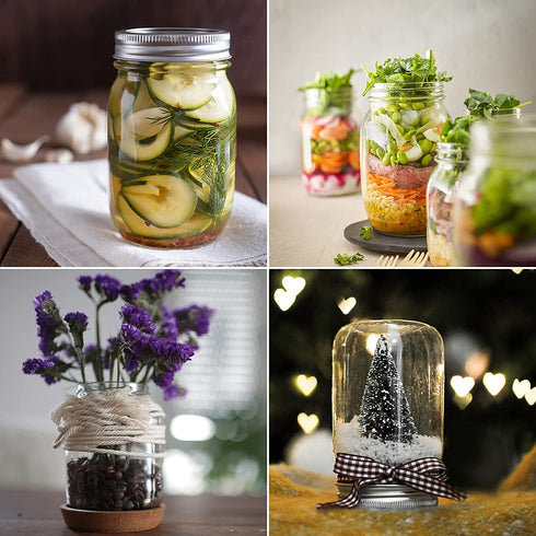 16 oz Glass Mason Jars, 12 Pack 500ml Canning Jars with Regular Mouth Lids, Glass Jars Storage Containers for Overnight Oats, Jam, Jelly, Honey, Beans, Spice, Wedding Party Favor, Shower Favors
