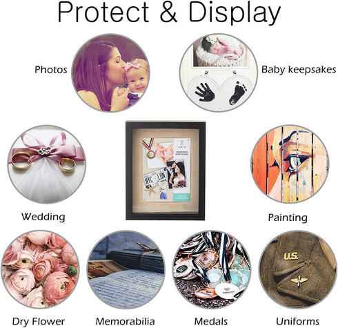 UMICAL 8.5x11 Shadow Box Display Case Black Wooden Shadow Box Frame with Linen Board and Stick Pins Memorabilia Awards Medals Photos Tickets Art Bouquet Memory Box for Keepsakes
