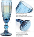 Champagne Glasses set of 4 Cheers Champagne Flutes 5 oz for Wedding Party Anniversary Christmas Vintage Pattern Embossed Premium Glass 150 ml (Blue)