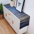 Burlap Table Runner 70 Inches Long,Abstract Blue Yellow Marble Pattern Linen Dinner Table Setting Decor for Wedding Gatherings Party Baby Shower