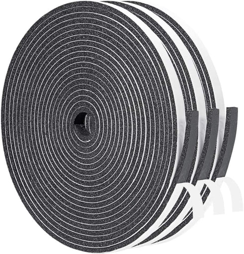 Yotache Foam Tape 3 Strips Total 50 Feet Long 1/4 Inch Wide X 1/8 Inch Thick, Weather Stripping for Doors and Window High Density Foam Seal Tape Sliding Door Weather Strip, 3 X 16.5 Ft Each