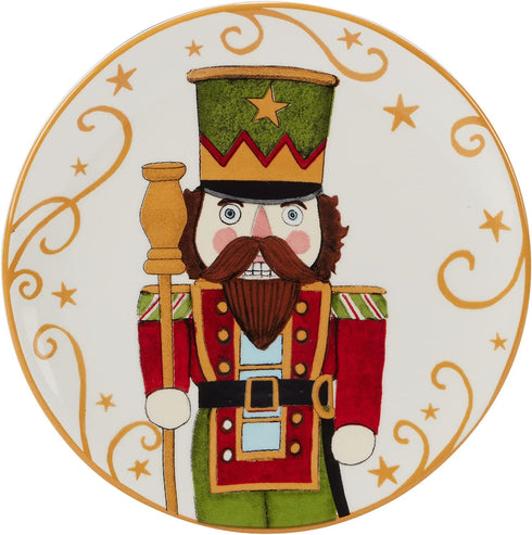 Certified International Holiday Magic Nutcracker 6" Canape/Luncheon/Snack Plates, Set of 4, Multicolor