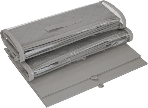 Sorbus Storage Bags Closet & Underbed Organizer Set, Clear Cover, Foldable with Carry Handles, Great for, Clothes, Linens, Bedding, Closets, Bedrooms, and More (Closet Organizer, Gray)