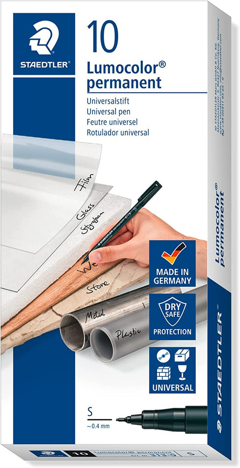Staedtler Lumocolor Permanent Marker Pen, 0.4mm, Refillable, Black 313-9