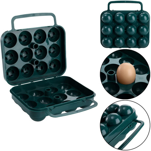 ZEAYEA 3 Pack Eggs Carrier with Handle, 36 Eggs Camping Egg Holder for Organize Eggs and Prevent Eggs from Cracking, Portable Egg Container for Travel, Outdoor Hiking, Picnic, Green