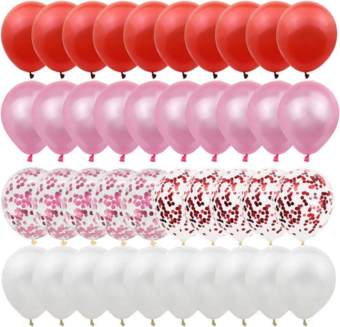 80 Pieces Valentines Day Balloons Party Decoration Supplies - Red Pink White Heart Balloons Kit for Valentines Wedding Engagement Party Decorations