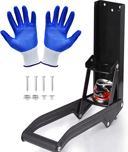 Can Crushers for Recycling, Aluminum Can Crusher for 16oz & 12oz Soda & Beer Can, Wall Mounted Can Smasher with Gloves