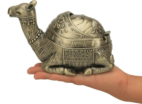 K COOL Decorative Camel Ashtray for Cigarettes with Lid for Indoor Outdoor Metal Smoking Cigarette Ash Tray Nice Gift for Women Men (Retro Bronze)