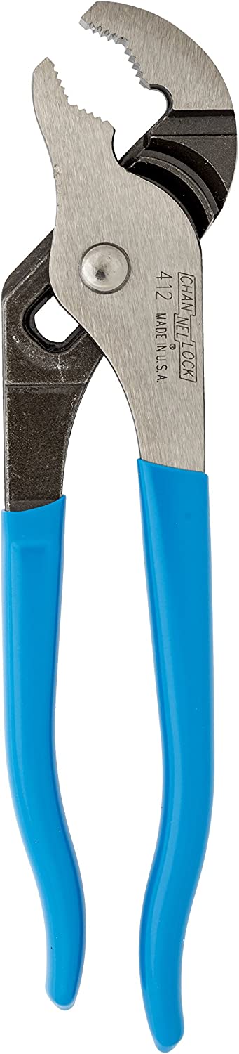 CHANNELLOCK 412 6.5-inch V-Jaw Tongue & Groove Pliers | Made in USA | 0.94-inch Jaw Capacity | Forged High Carbon Steel | More Points of Contact on Round Stock , Polished