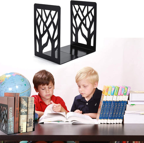 MSDADA Bookends, Book Ends for Shelves, Bookends for Office, Book Ends for Heavy Books, Book Shelf Holder Stand Home Decorative?Metal Bookend Supports, Book Stoppers, Black(3 Pairs)