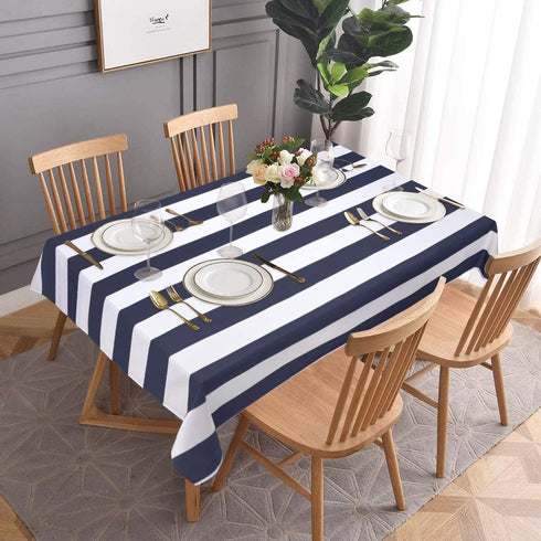 ASPMIZ Blue and White Striped Tablecloth for Rectangle Tables, Geometric Line Waterproof Table Cloth for Kitchen Dining Room, Tablecloth Rectangle 60? x 84?