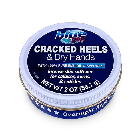 Blue Goo Cracked Heels & Dry Hands Intense Skin Softener - for Calluses, Corns & Elbow Dryness Relief, Fast- Penetrating Hydrating Moisturizer, Made w/ 100% Pure Emu Oil & Beeswax, 2 oz (1 Pack)