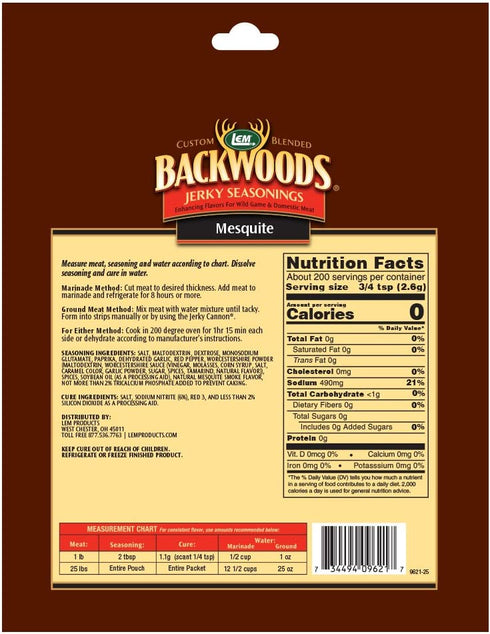 LEM Backwoods Mesquite Seasoning with Cure Packet