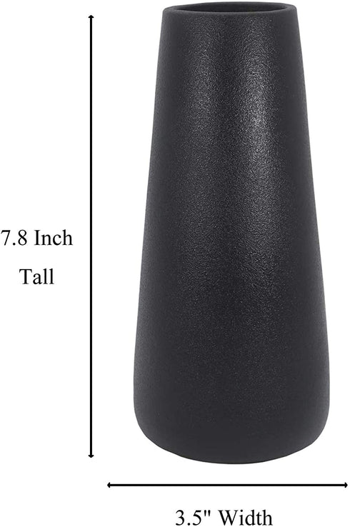 Gemseek 8 inch Black Ceramic Flower Vase, Modern Vase for Living Room Indoor Home Decor, Wedding Centerpieces/Arrangements