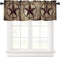 Western Texas Star Window Curtain Valance for Living Room/Kitchen/Bathroom/Farmhouse, Retro Rustic Wooden Boards Short Rod Pocket Tier Curtain Window Treatment, 1 Panel 54x18
