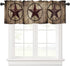 Western Texas Star Window Curtain Valance for Living Room/Kitchen/Bathroom/Farmhouse, Retro Rustic Wooden Boards Short Rod Pocket Tier Curtain Window Treatment, 1 Panel 54x18