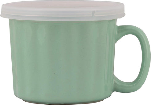 10 Strawberry Street 16 oz Soup Mug with Lid, Set of 4, Turquoise