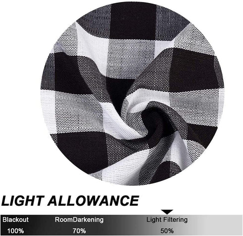 Black and White Buffalo Plaid Tie Up Valance Curtains, Buffalo Check Gingham Farmhouse Retro Adjustable Tie-Up Shades Window Treatment Kitchen Curtains for Cafe Bathroom Windows, 56 x 18", Black/White