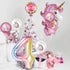MOVINPE Number Balloons Birthday Party Decorations for Girls, 43" Pinks Jumbo Large Mylar Foil Balloon Bouquet, Round Round-Shape Foil Balloon, Girly Theme Party Supplies Backdrop (Unicorn #4)