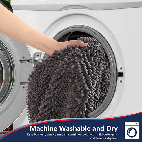 AIDEA Bathroom Rugs-30 x20'', Chenille Bath Mat for Bathroom Highly Absorbent Shower Mat, Non Slip Bath Rugs, Soft and Cozy, Machine Washable & Dry Bathmat, Microfiber Bath Room Floor Mats-Grey